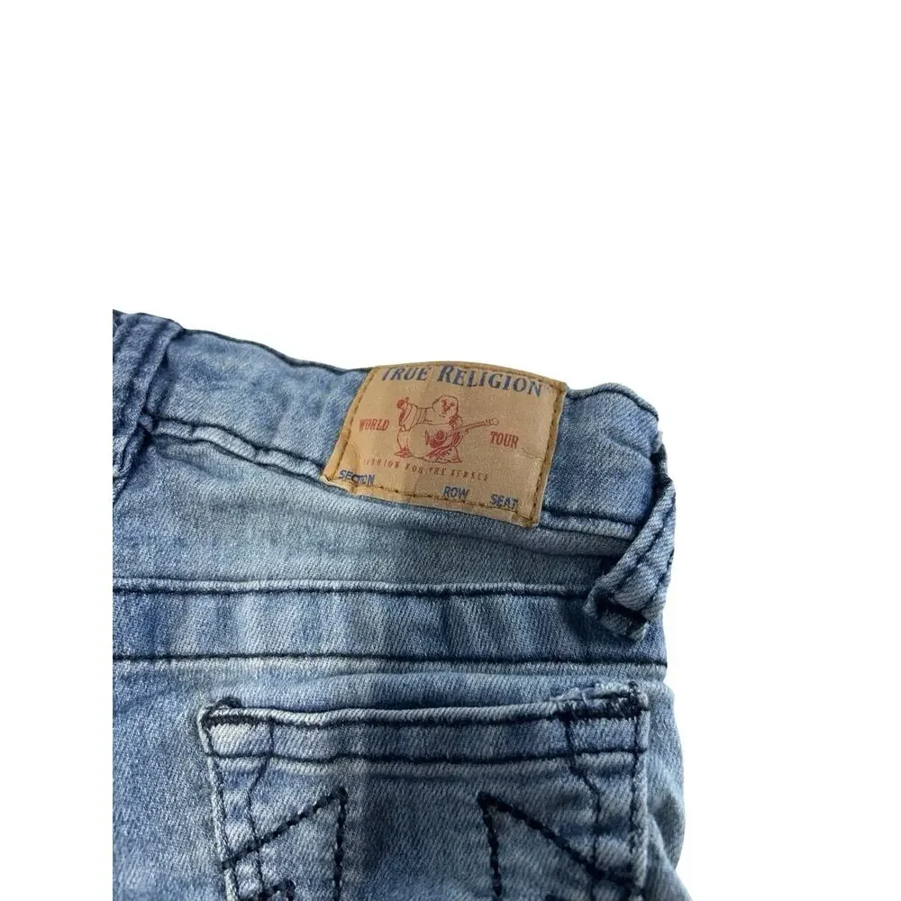True Religion Toddler Girls Denim Shorts Size 2T Blue Stretch Cuffed Rhinestone